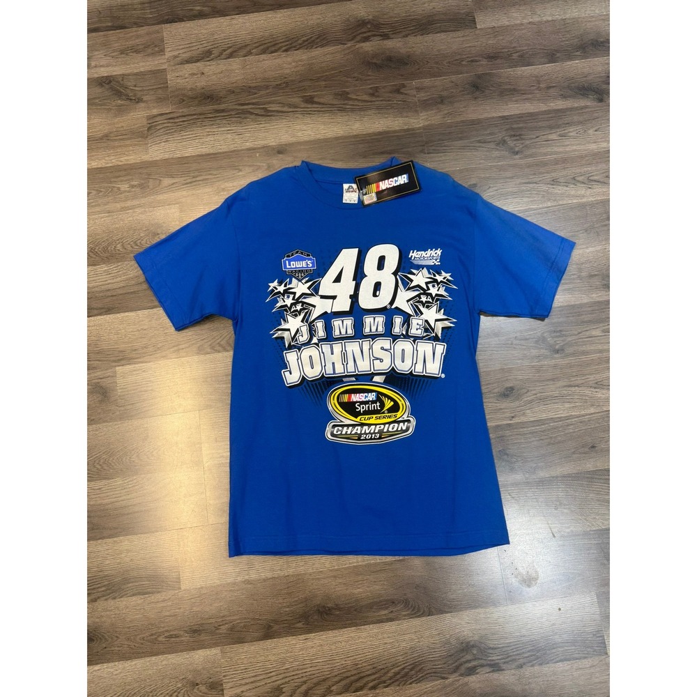NASCAR Jimmie Johnson 48 2013 Champion T-Shirt Blue Mens Medium NWT Alstyle